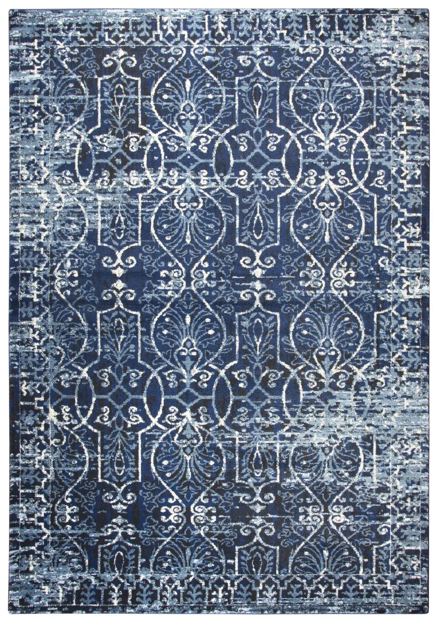 8' X 10' Blue Ivory Light Blue And Black Trellis Area Rug Homeroots Home Decor