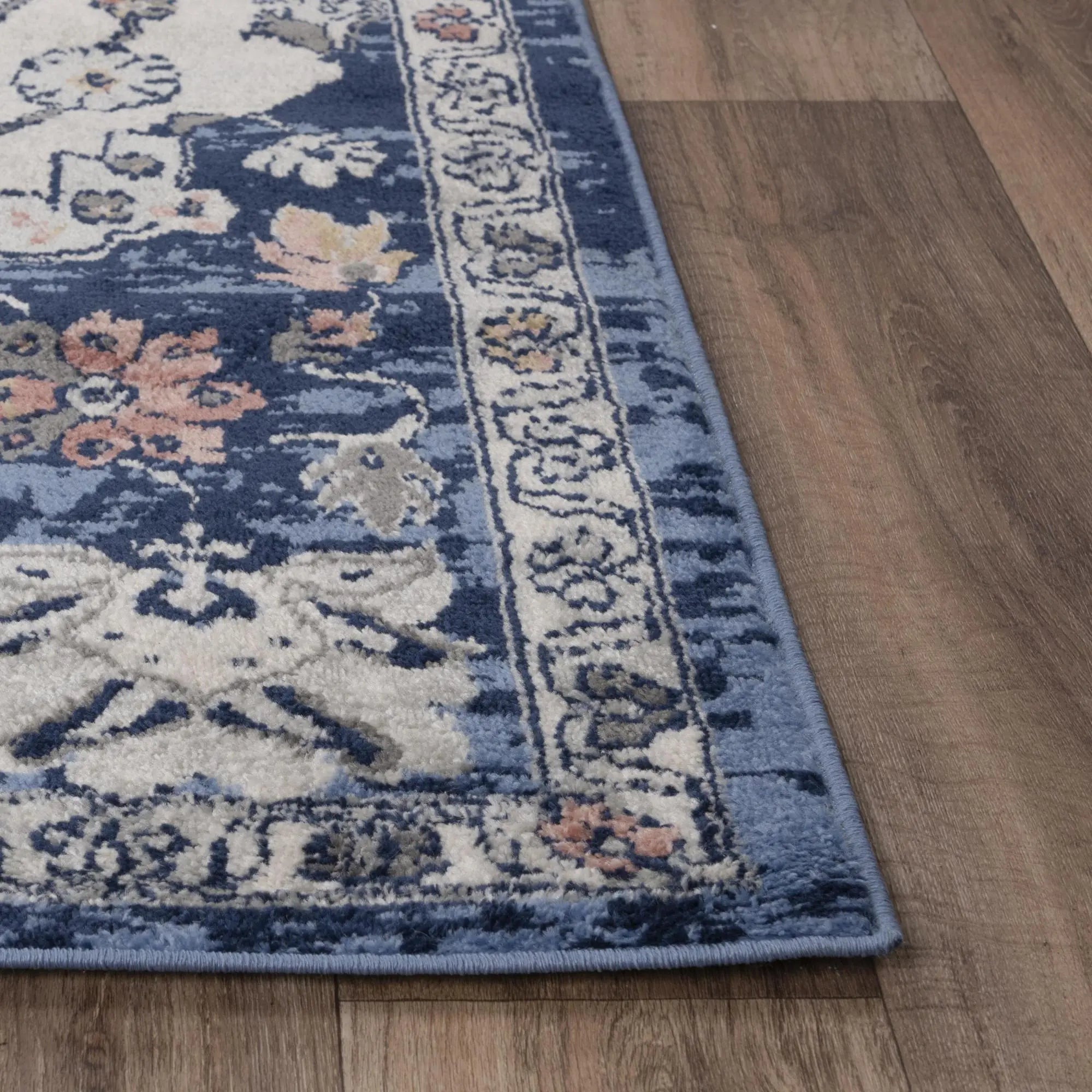 8' X 10' Blue Light Blue Pink Yellow Light Gray And Gray Medallion Area Rug Homeroots Home Decor
