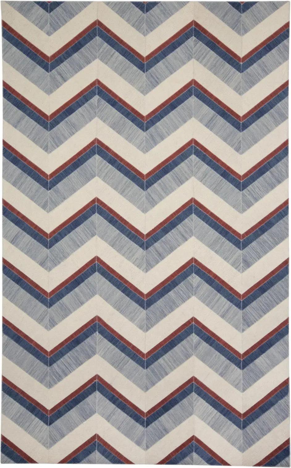 8' X 10' Blue Red And White Geometric Hand Woven Area Rug Homeroots Home Decor