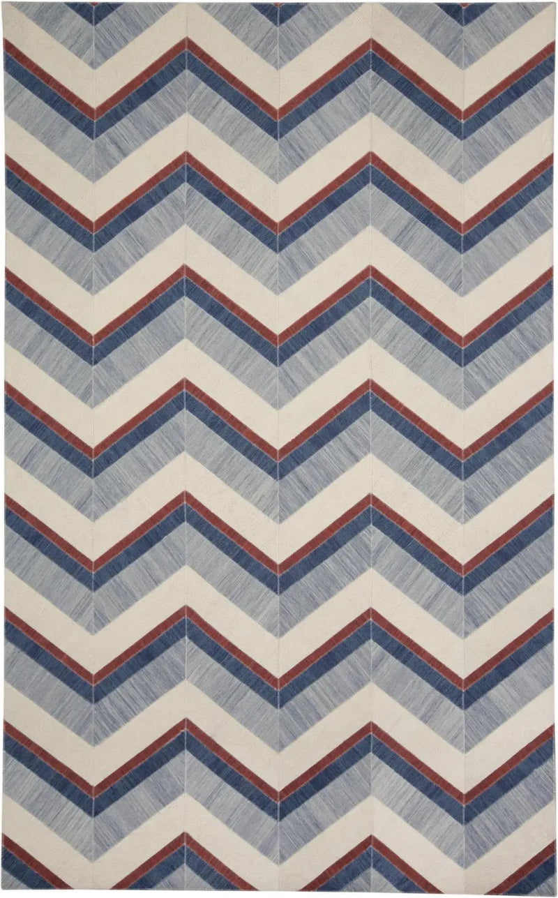 8' X 10' Blue Red And White Geometric Hand Woven Area Rug Homeroots Home Decor