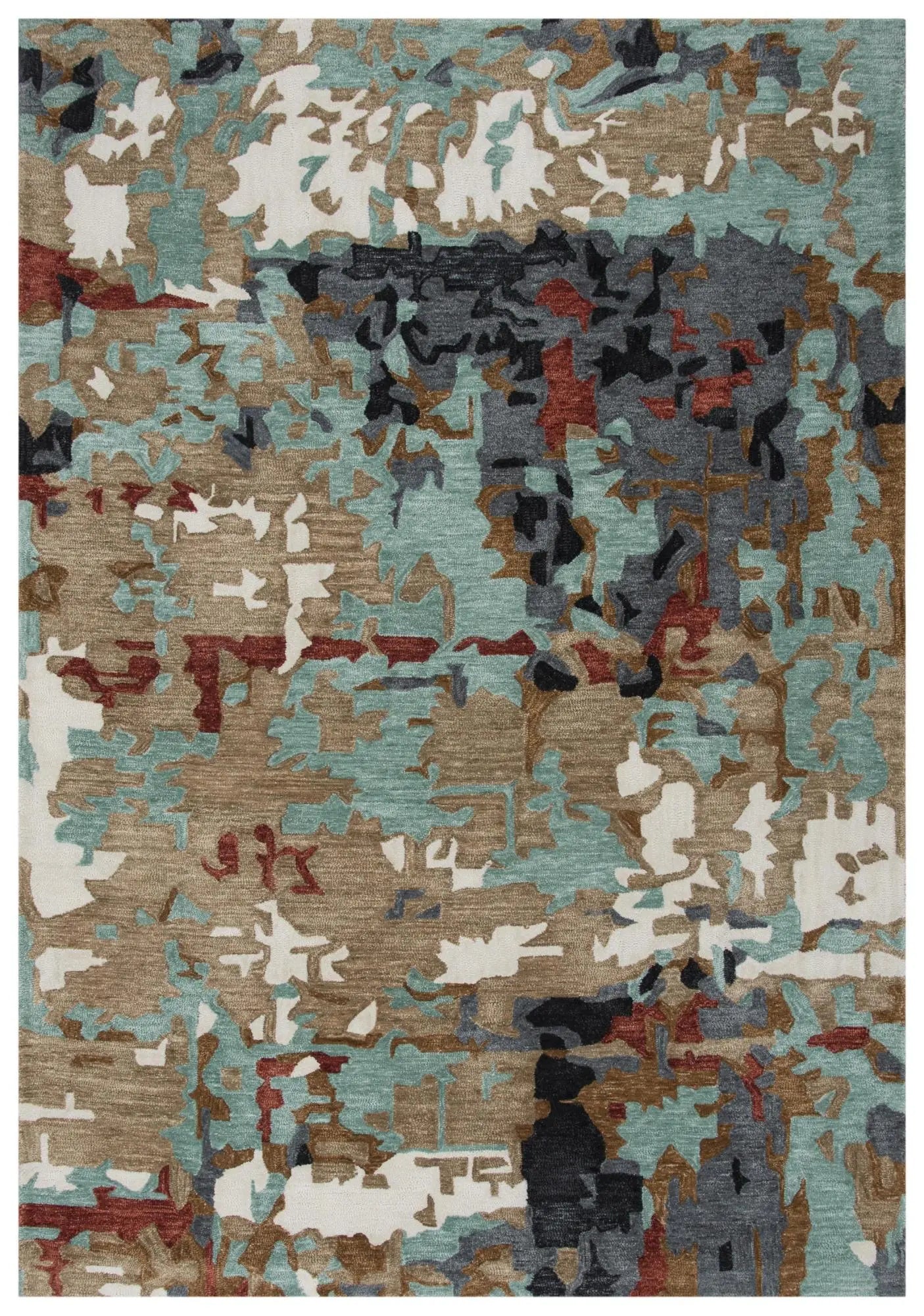 8' X 10' Blue Rust And Ivory Abstract Hand Tufted Area Rug Homeroots Home Decor