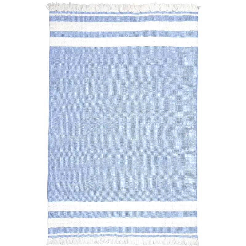 8' X 10' Blue Striped Handmade Stain Resistant Non Skid Indoor Outdoor Area Rug Homeroots Outdoor