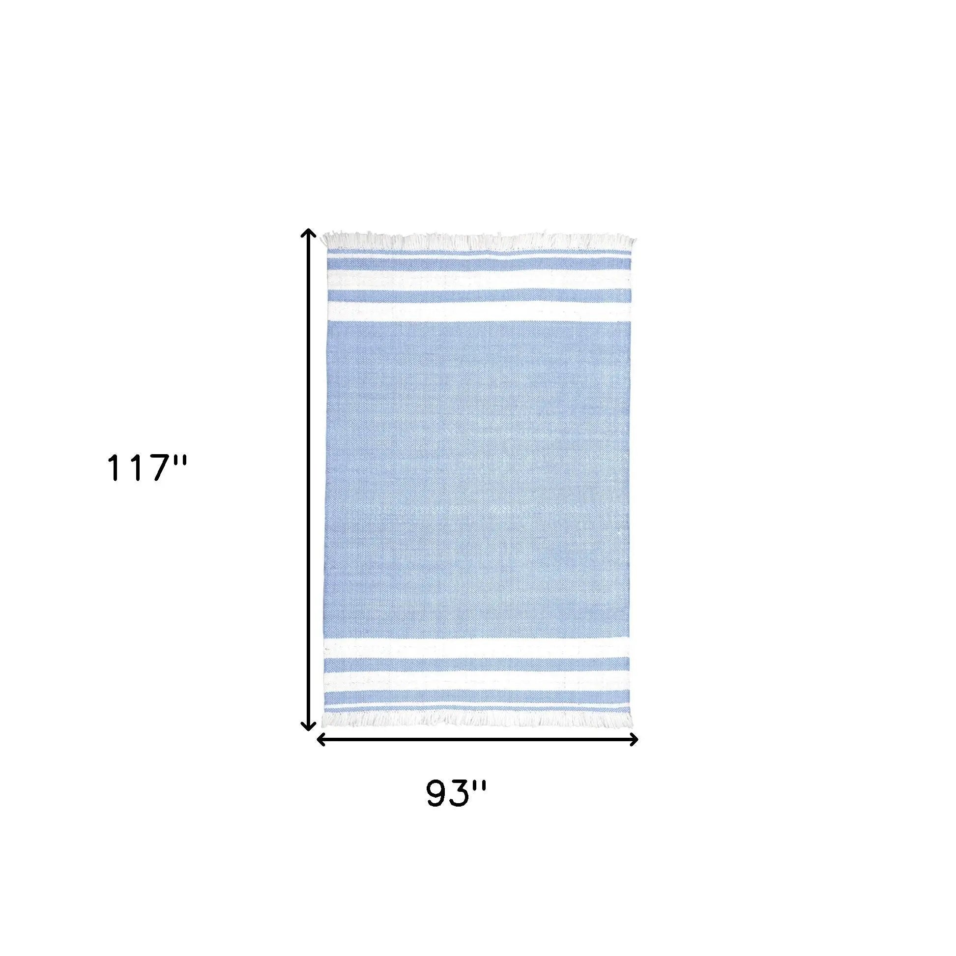 8' X 10' Blue Striped Handmade Stain Resistant Non Skid Indoor Outdoor Area Rug Homeroots Outdoor