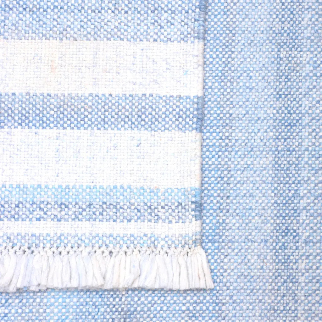 8' X 10' Blue Striped Handmade Stain Resistant Non Skid Indoor Outdoor Area Rug Homeroots Outdoor