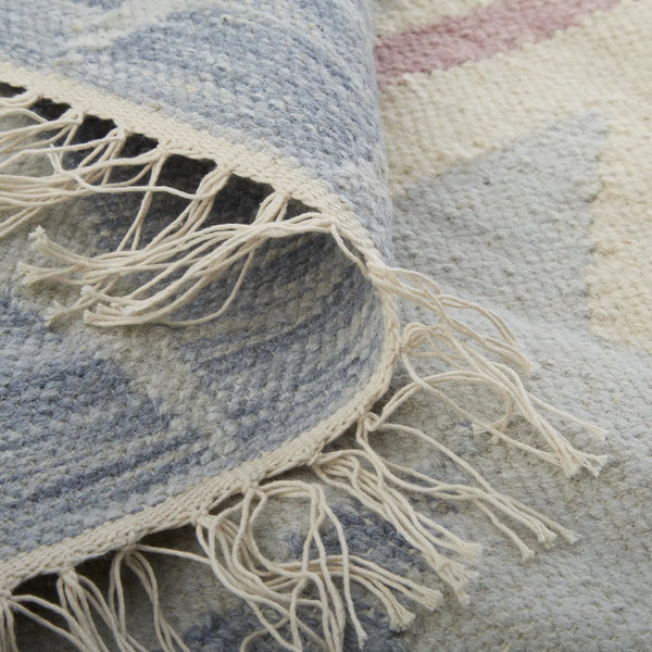 8' X 10' Blue Tan And Pink Moroccan Hand Loomed Area Rug With Fringe Homeroots Home Decor