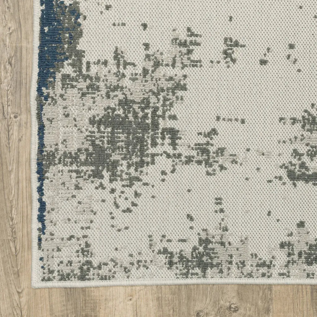 8' X 10' Blue and Beige Abstract Stain Resistant Indoor Outdoor Area Rug Homeroots Outdoor