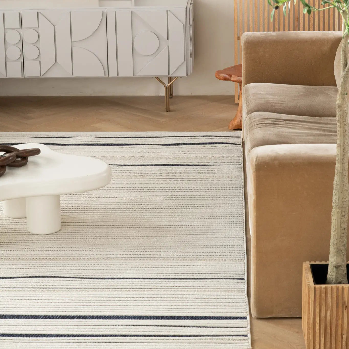 8' X 10' Blue and Cream Striped Distressed Indoor Outdoor Area Rug Homeroots Outdoor