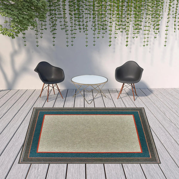 8' X 10' Blue and Gray Stain Resistant Indoor Outdoor Area Rug Homeroots Outdoor