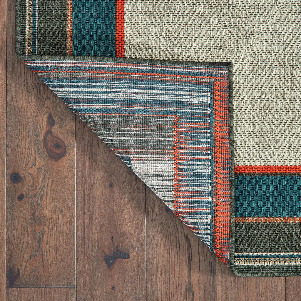 8' X 10' Blue and Gray Stain Resistant Indoor Outdoor Area Rug Homeroots Outdoor