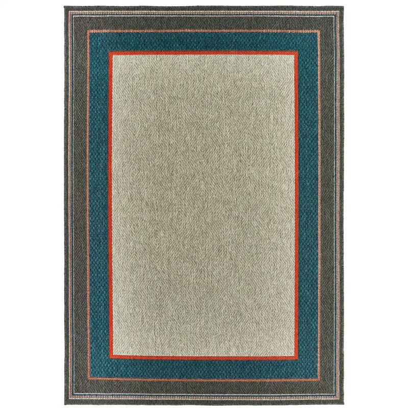 8' X 10' Blue and Gray Stain Resistant Indoor Outdoor Area Rug Homeroots Outdoor