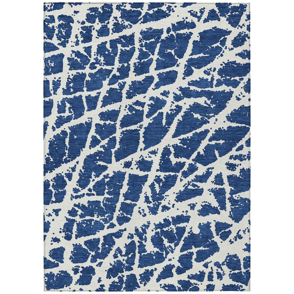 8' X 10' Blue and White Abstract Washable Non Skid Indoor Outdoor Area Rug Homeroots Outdoor