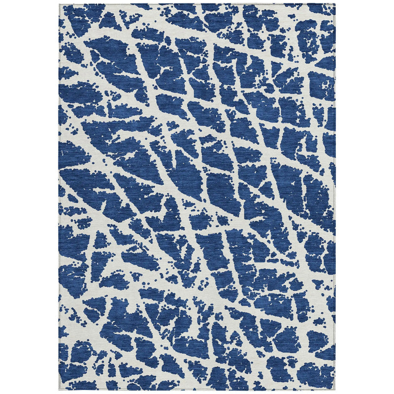 8' X 10' Blue and White Abstract Washable Non Skid Indoor Outdoor Area Rug Homeroots Outdoor