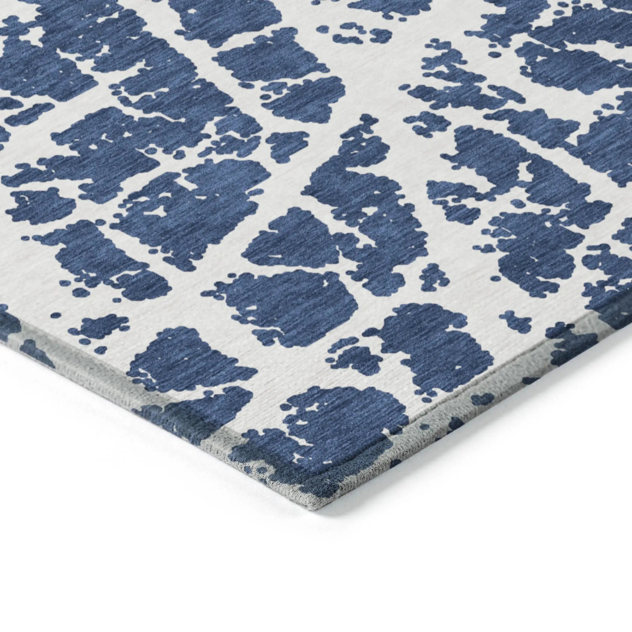 8' X 10' Blue and White Abstract Washable Non Skid Indoor Outdoor Area Rug Homeroots Outdoor