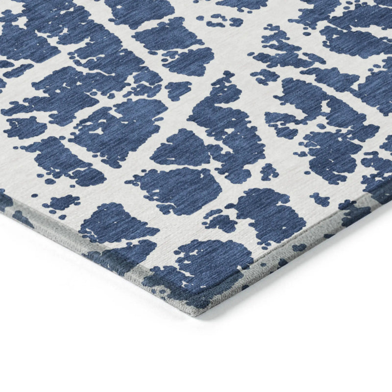8' X 10' Blue and White Abstract Washable Non Skid Indoor Outdoor Area Rug Homeroots Outdoor