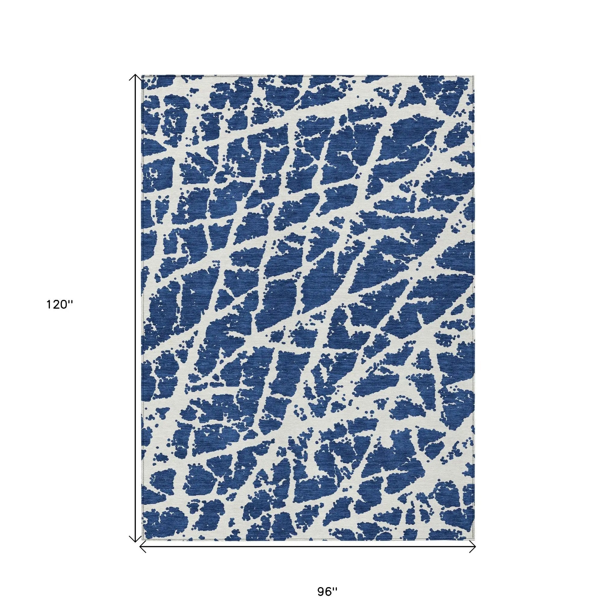 8' X 10' Blue and White Abstract Washable Non Skid Indoor Outdoor Area Rug Homeroots Outdoor