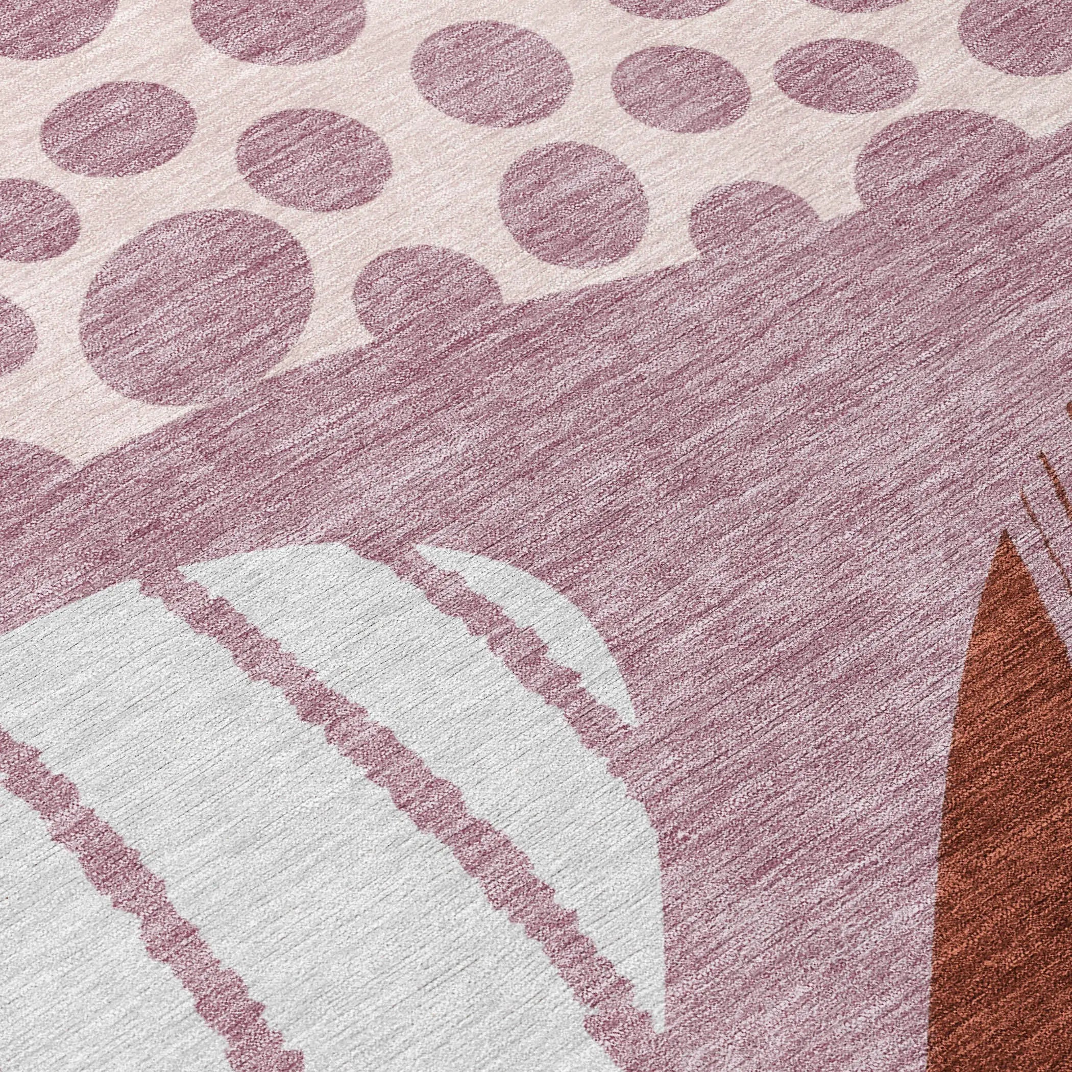 8' X 10' Blush And Brown Abstract Washable Indoor Outdoor Area Rug Homeroots Outdoor