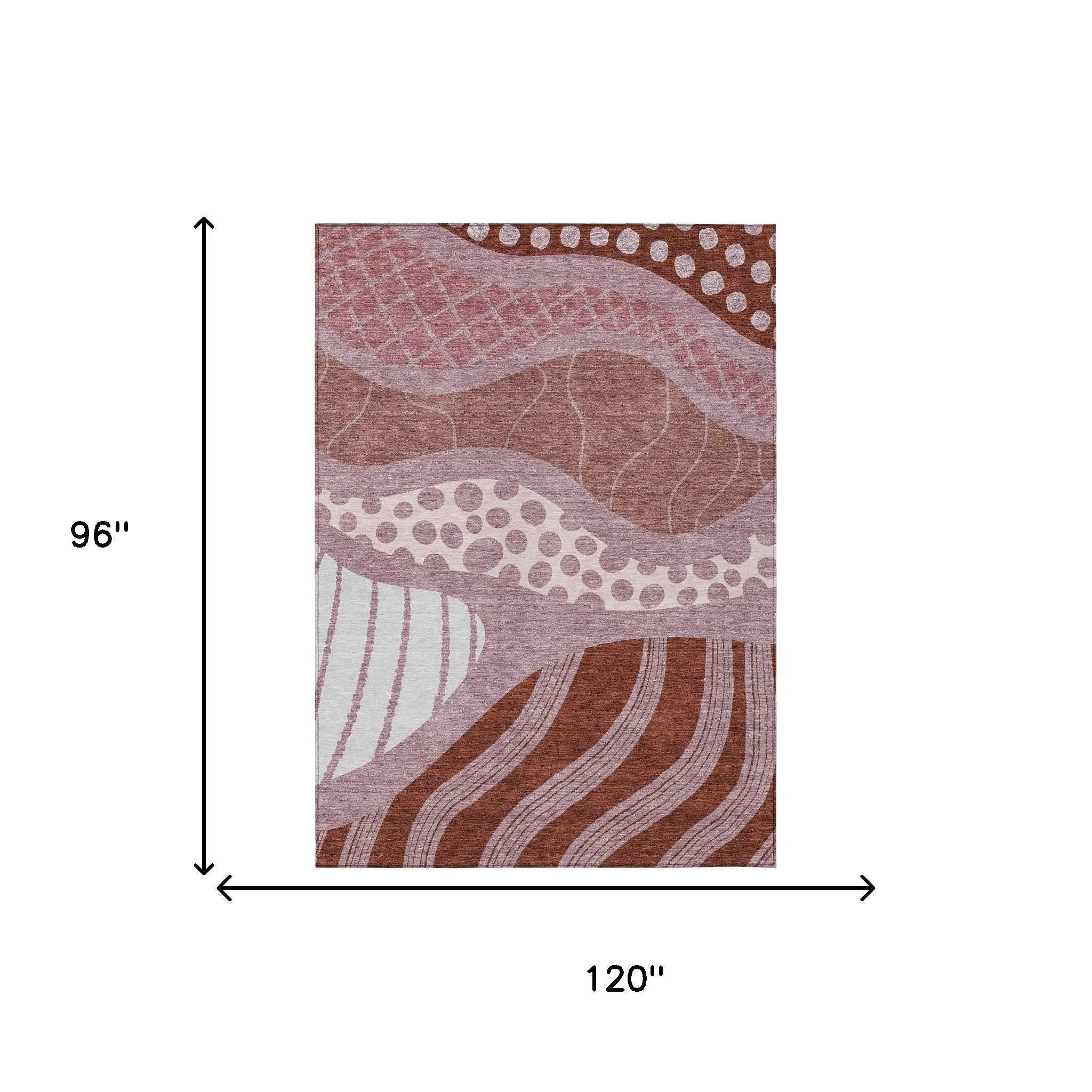 8' X 10' Blush And Brown Abstract Washable Indoor Outdoor Area Rug Homeroots Outdoor