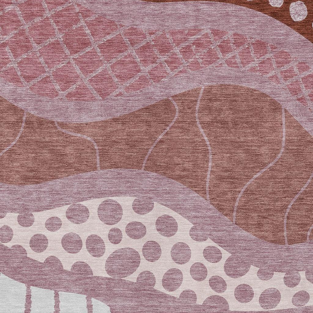 8' X 10' Blush And Brown Abstract Washable Indoor Outdoor Area Rug Homeroots Outdoor