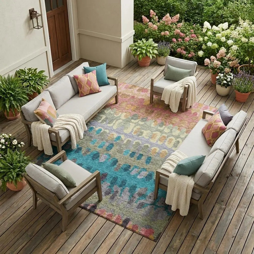8' X 10' Blush And Copper Geometric Washable Indoor Outdoor Area Rug Homeroots Outdoor