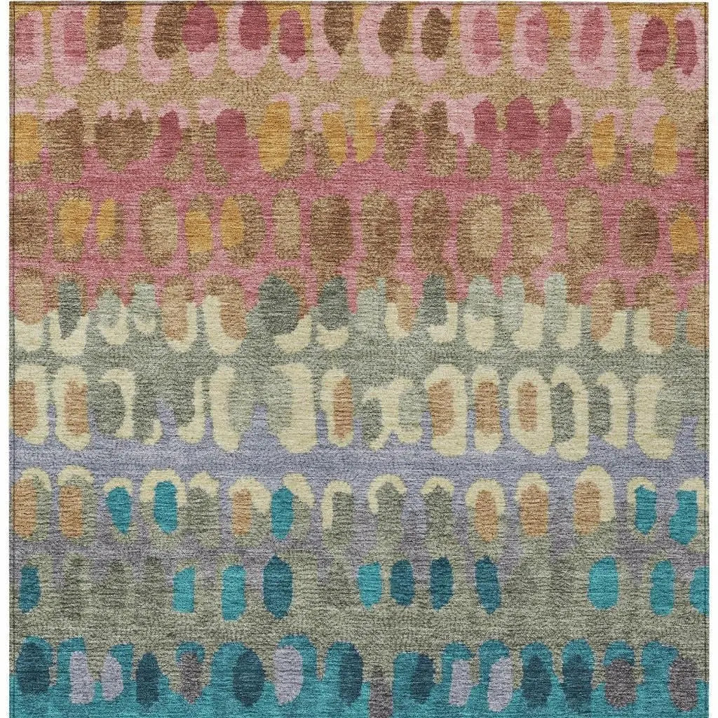 8' X 10' Blush And Copper Geometric Washable Indoor Outdoor Area Rug Homeroots Outdoor