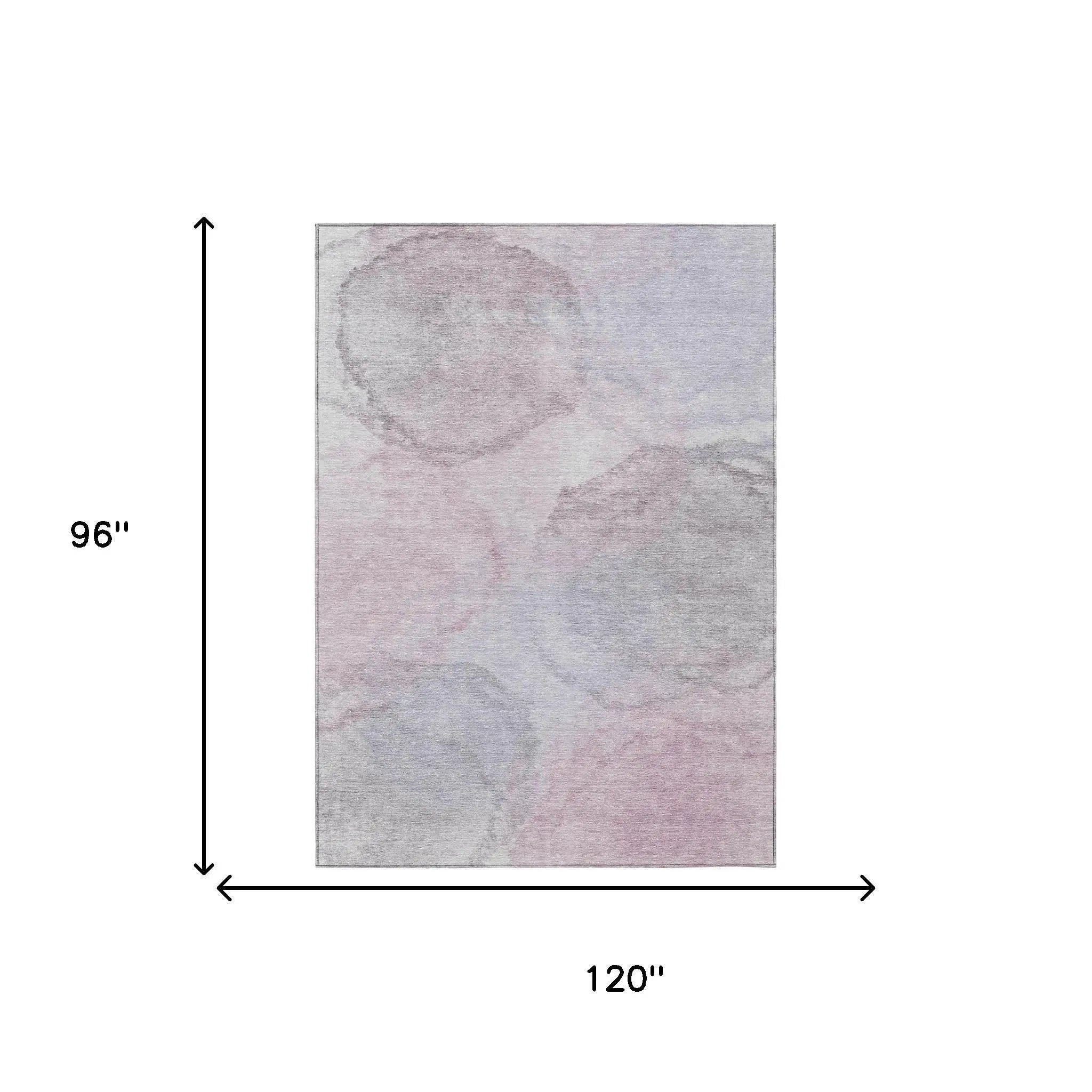 8' X 10' Blush And Gray Abstract Washable Indoor Outdoor Area Rug Homeroots Outdoor