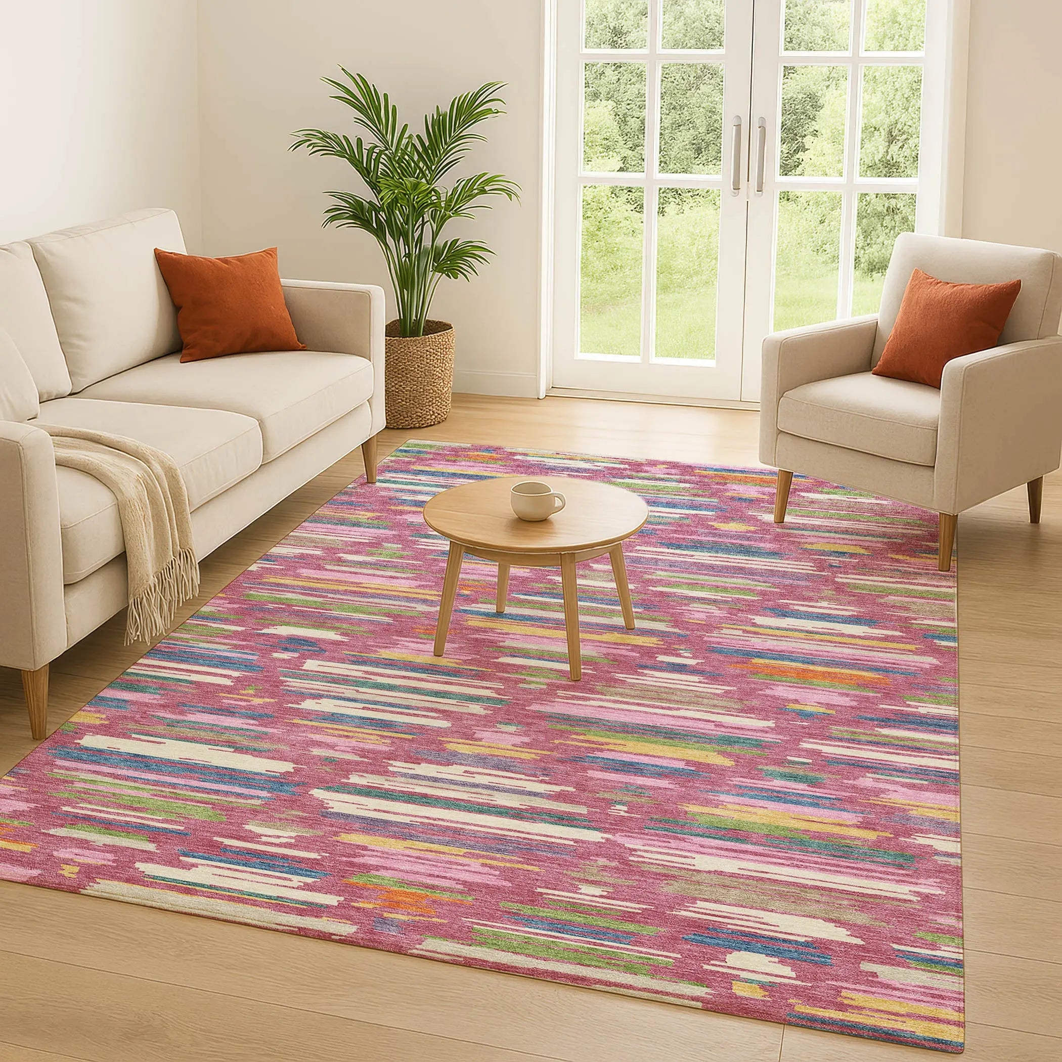 8' X 10' Blush And Ivory Southwestern Washable Indoor Outdoor Area Rug Homeroots Outdoor