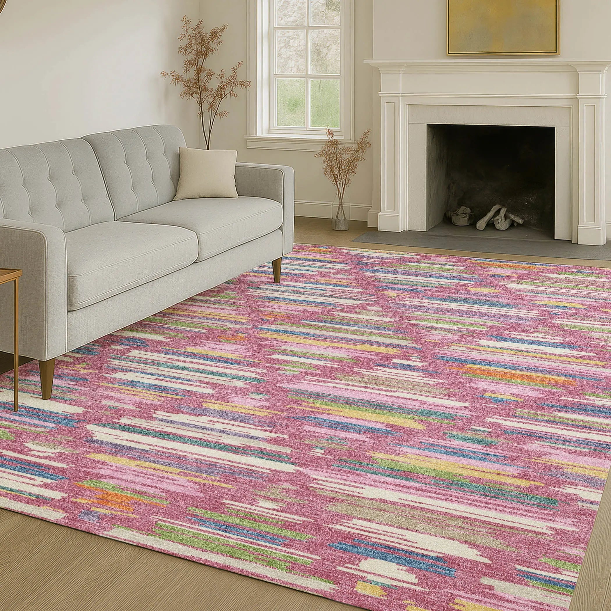 8' X 10' Blush And Ivory Southwestern Washable Indoor Outdoor Area Rug Homeroots Outdoor