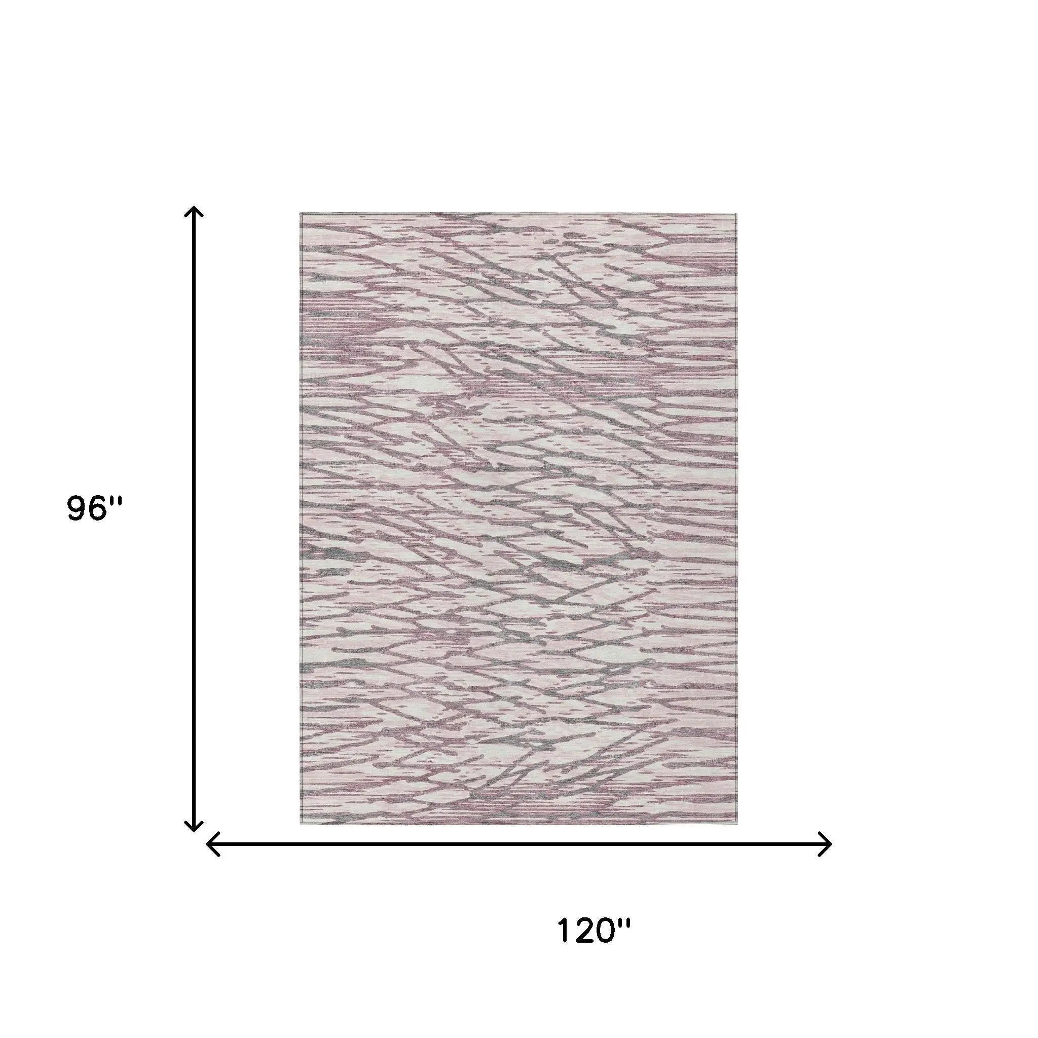 8' X 10' Blush And Pink Abstract Washable Indoor Outdoor Area Rug Homeroots Outdoor