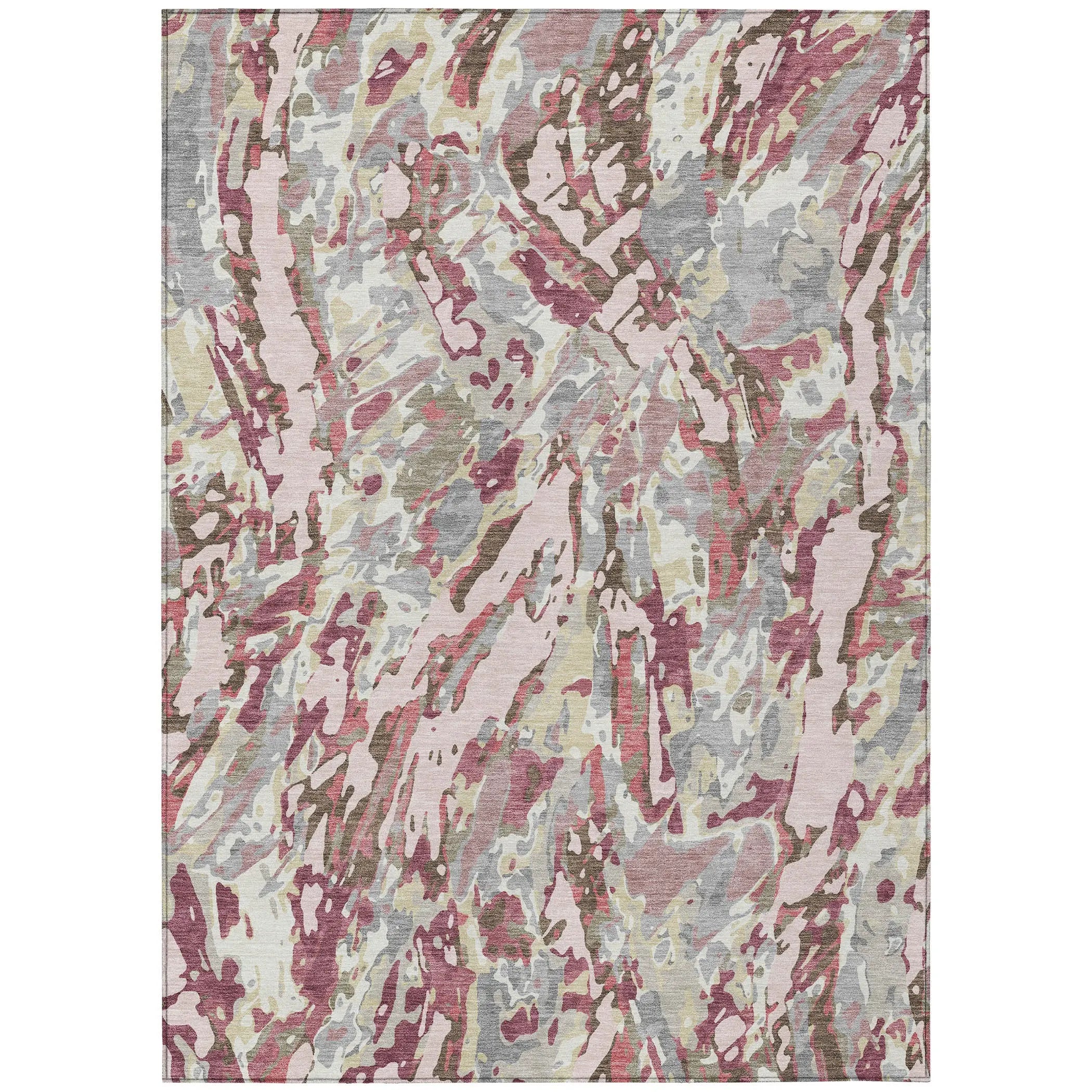 8' X 10' Blush And Pink Abstract Washable Indoor Outdoor Area Rug Homeroots Outdoor