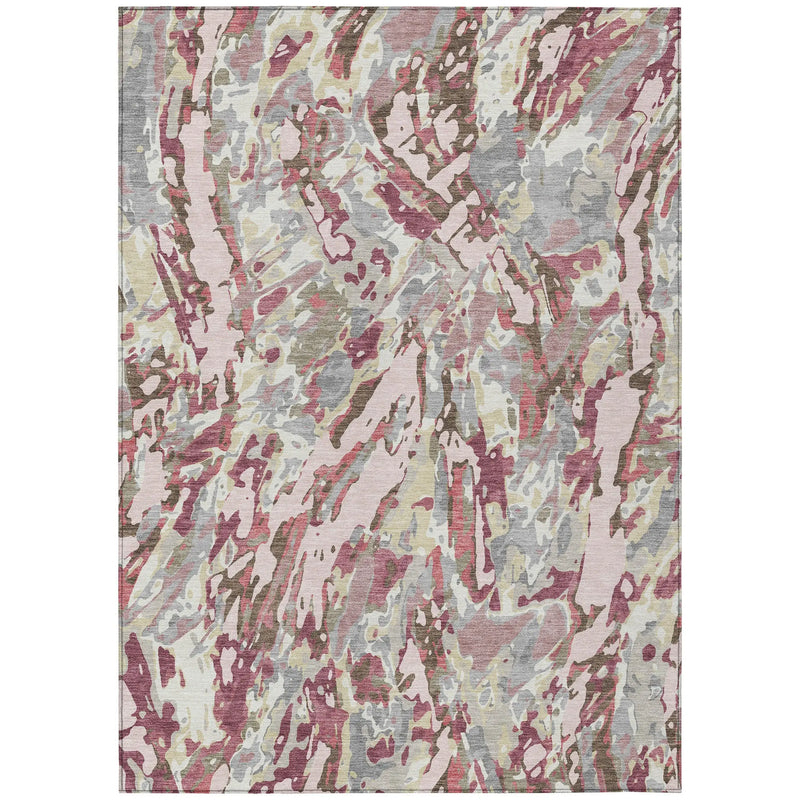 8' X 10' Blush And Pink Abstract Washable Indoor Outdoor Area Rug Homeroots Outdoor