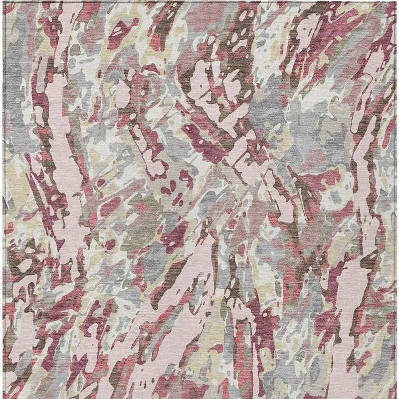 8' X 10' Blush And Pink Abstract Washable Indoor Outdoor Area Rug Homeroots Outdoor