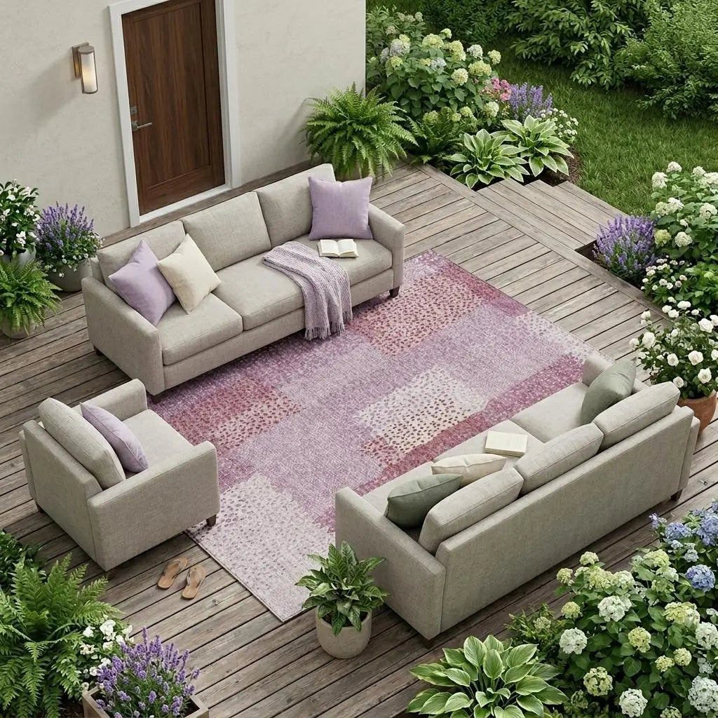 8' X 10' Blush And Pink Abstract Washable Indoor Outdoor Area Rug Homeroots Outdoor
