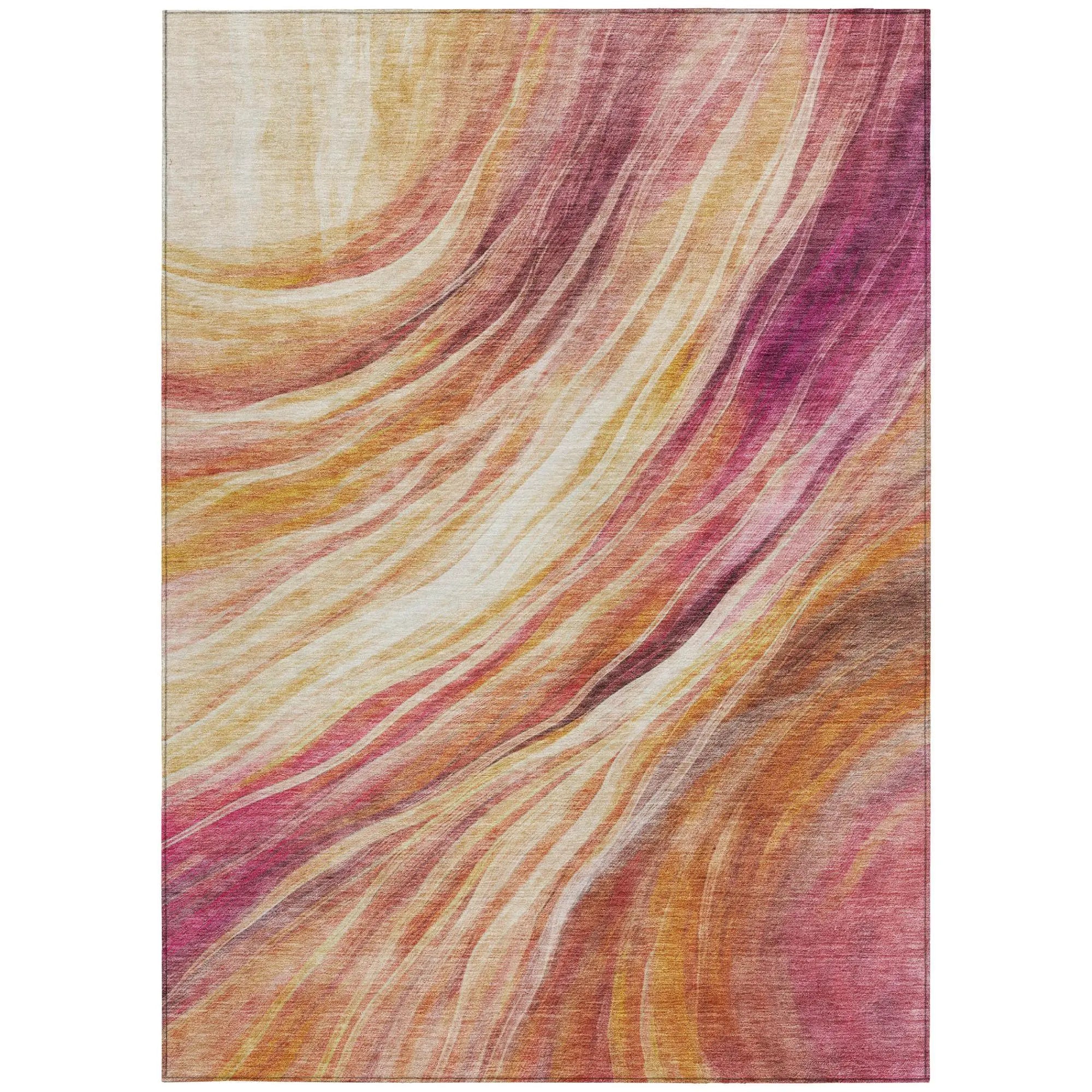 8' X 10' Blush And Pink Abstract Washable Indoor Outdoor Area Rug Homeroots Outdoor