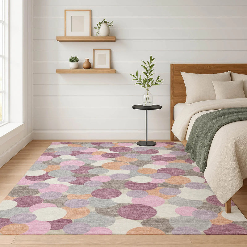 8' X 10' Blush And Pink Geometric Washable Indoor Outdoor Area Rug Homeroots Outdoor