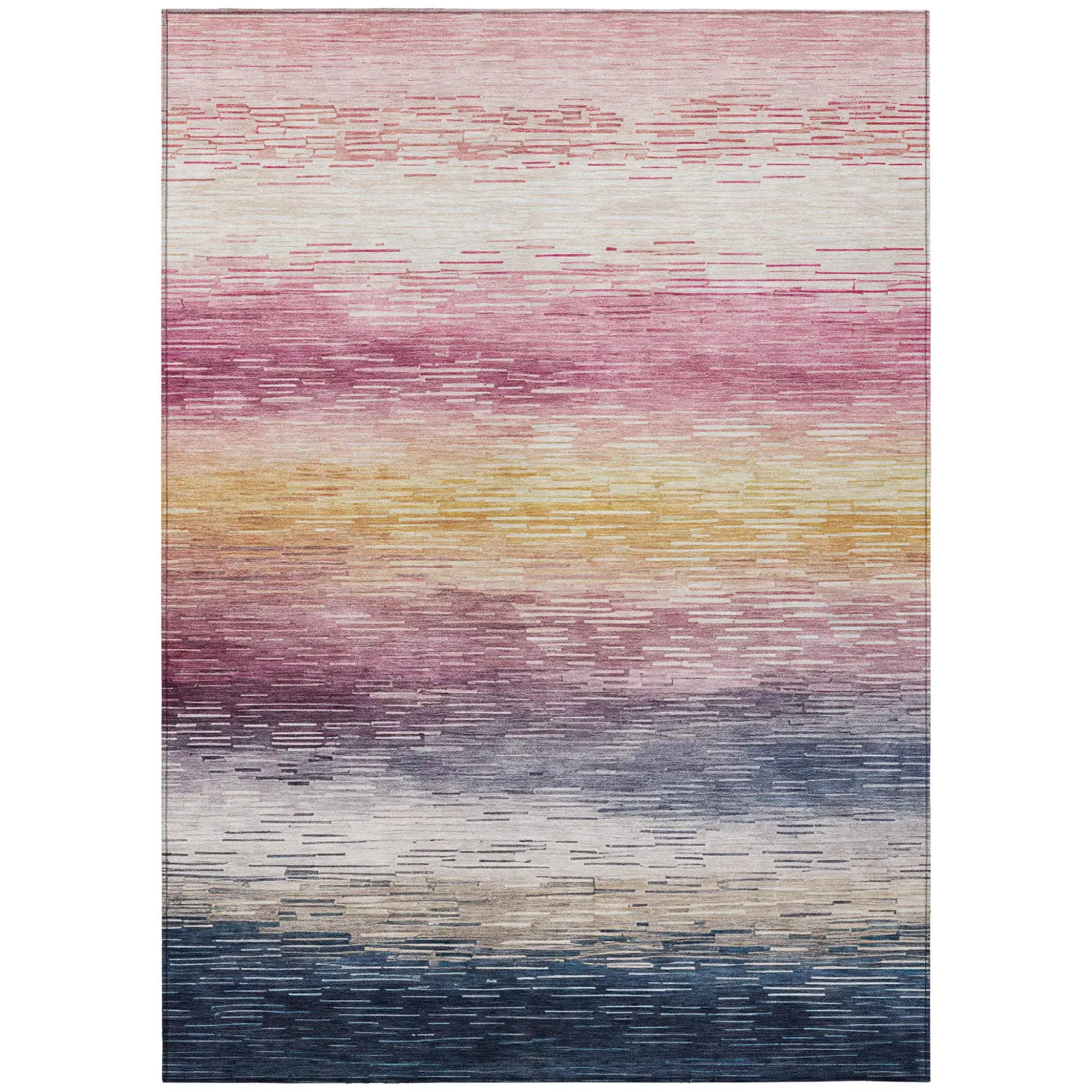 8' X 10' Blush And Pink Striped Washable Indoor Outdoor Area Rug Homeroots Outdoor