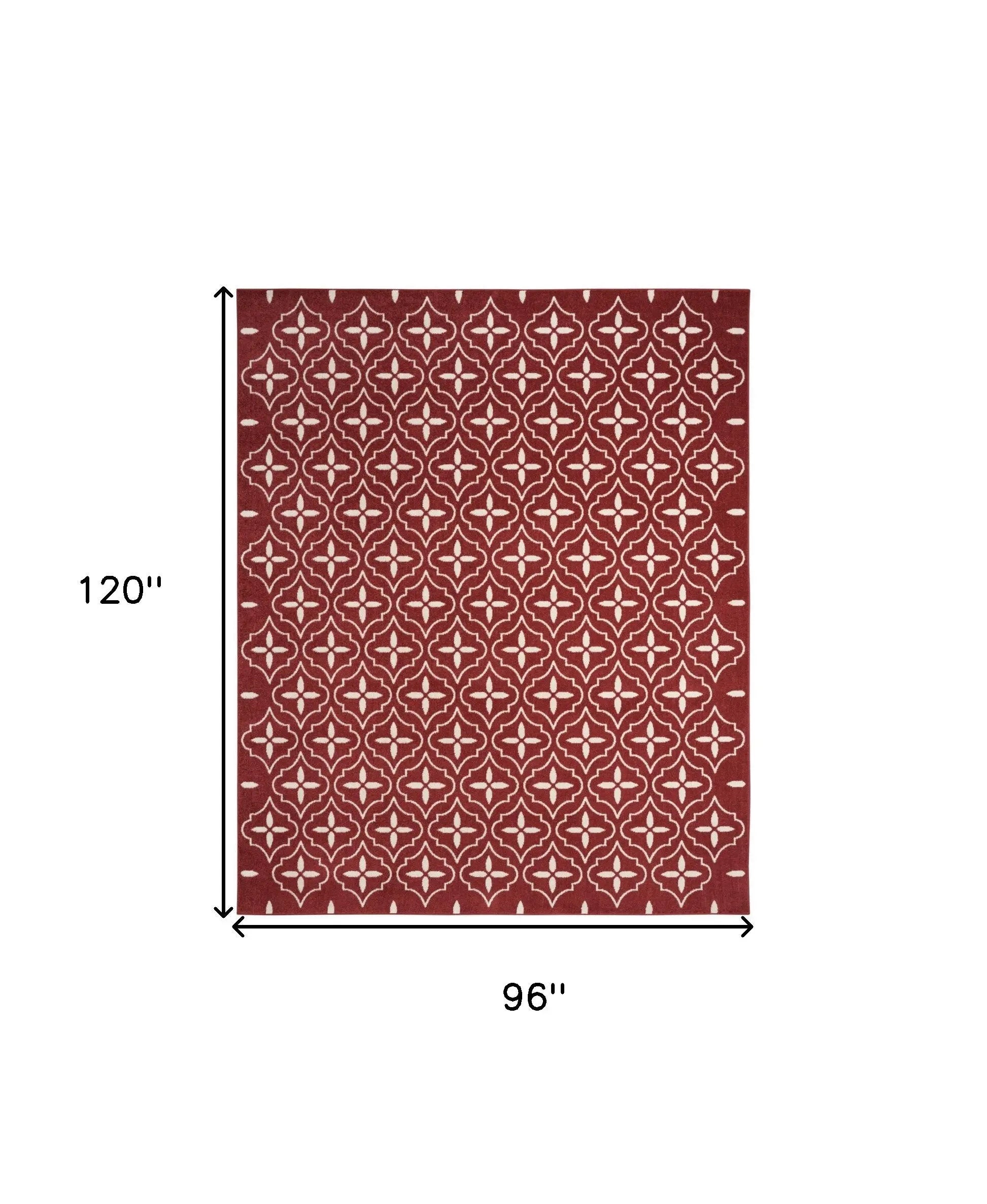 8' X 10' Brick Red And Ivory Geometric Indoor Outdoor Area Rug Homeroots Outdoor