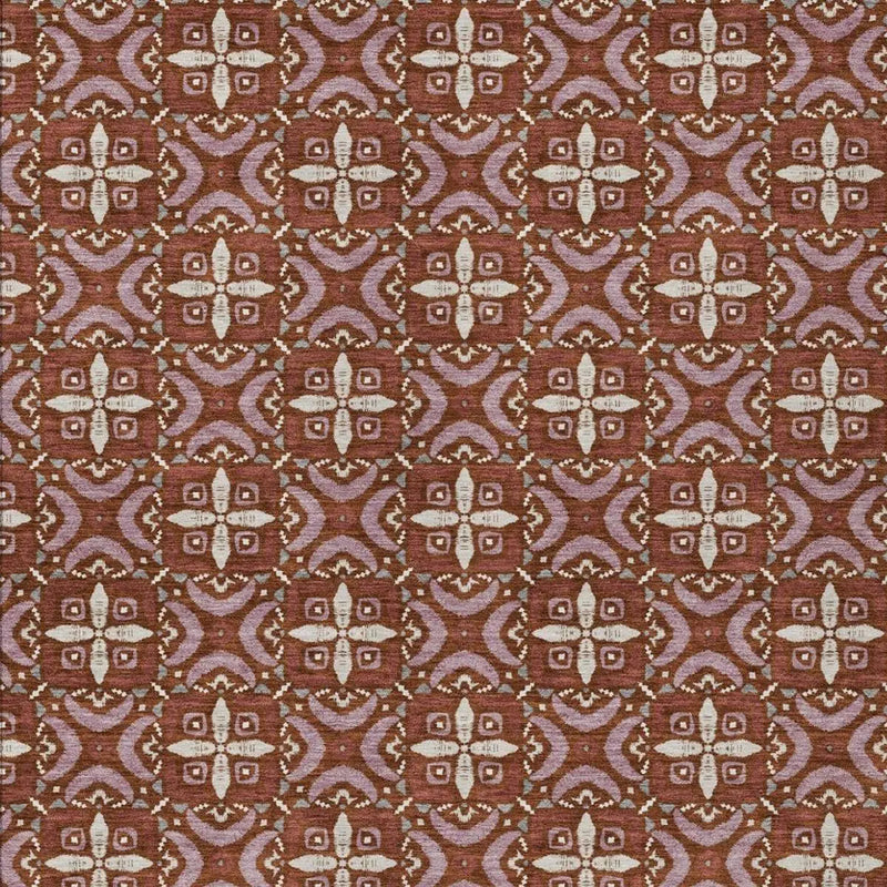 8' X 10' Brick Red And Red Geometric Washable Indoor Outdoor Area Rug Homeroots Outdoor