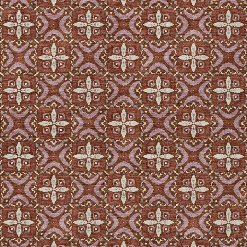 8' X 10' Brick Red And Red Geometric Washable Indoor Outdoor Area Rug Homeroots Outdoor