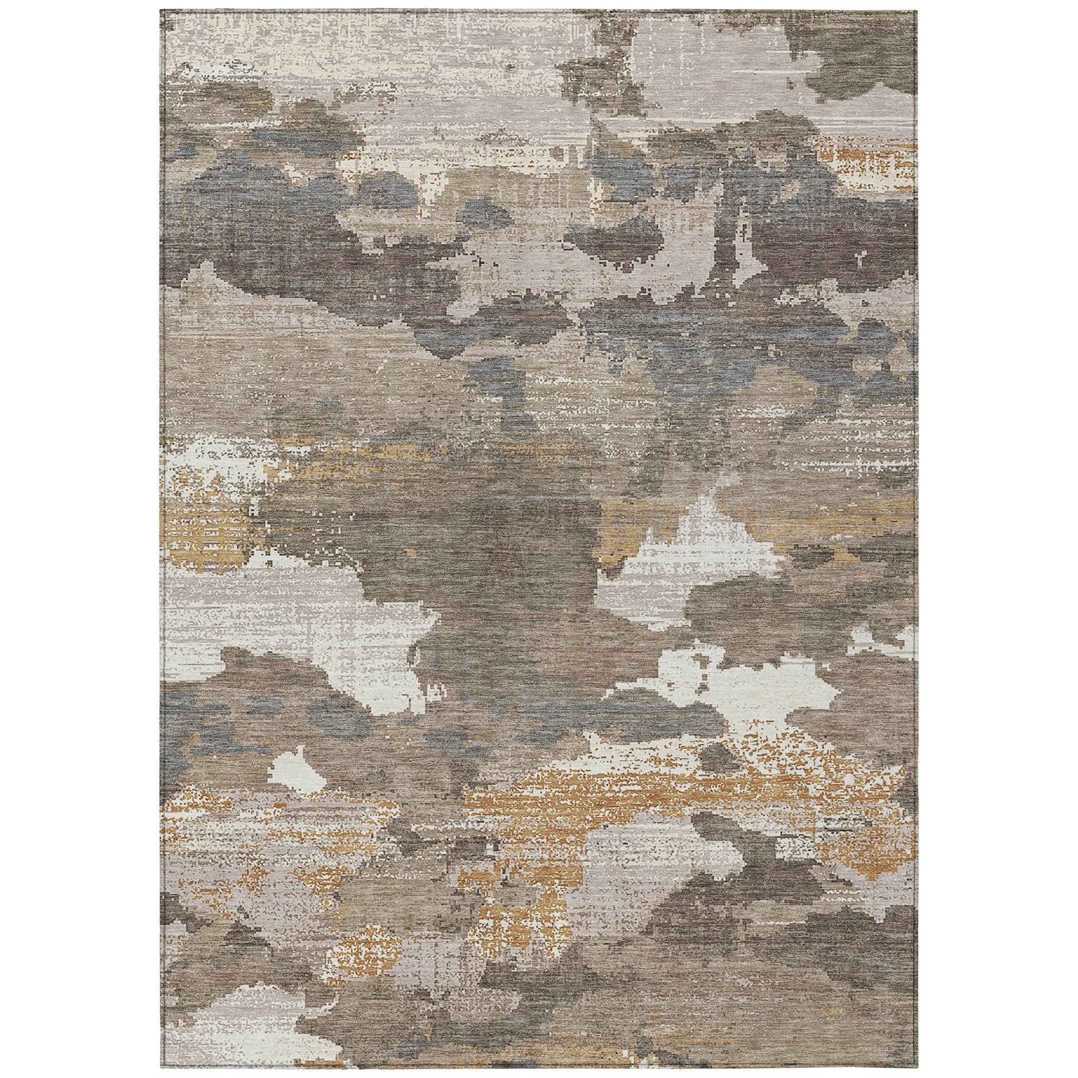 8' X 10' Brown And Beige Abstract Washable Indoor Outdoor Area Rug Homeroots Outdoor