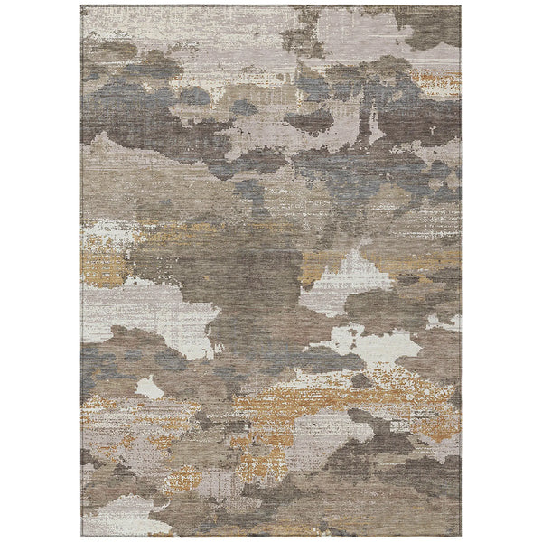 8' X 10' Brown And Beige Abstract Washable Indoor Outdoor Area Rug Homeroots Outdoor