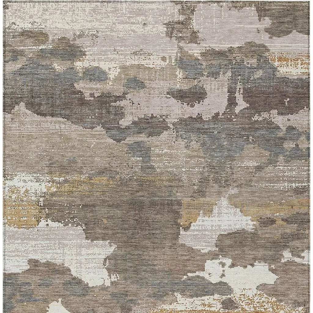 8' X 10' Brown And Beige Abstract Washable Indoor Outdoor Area Rug Homeroots Outdoor