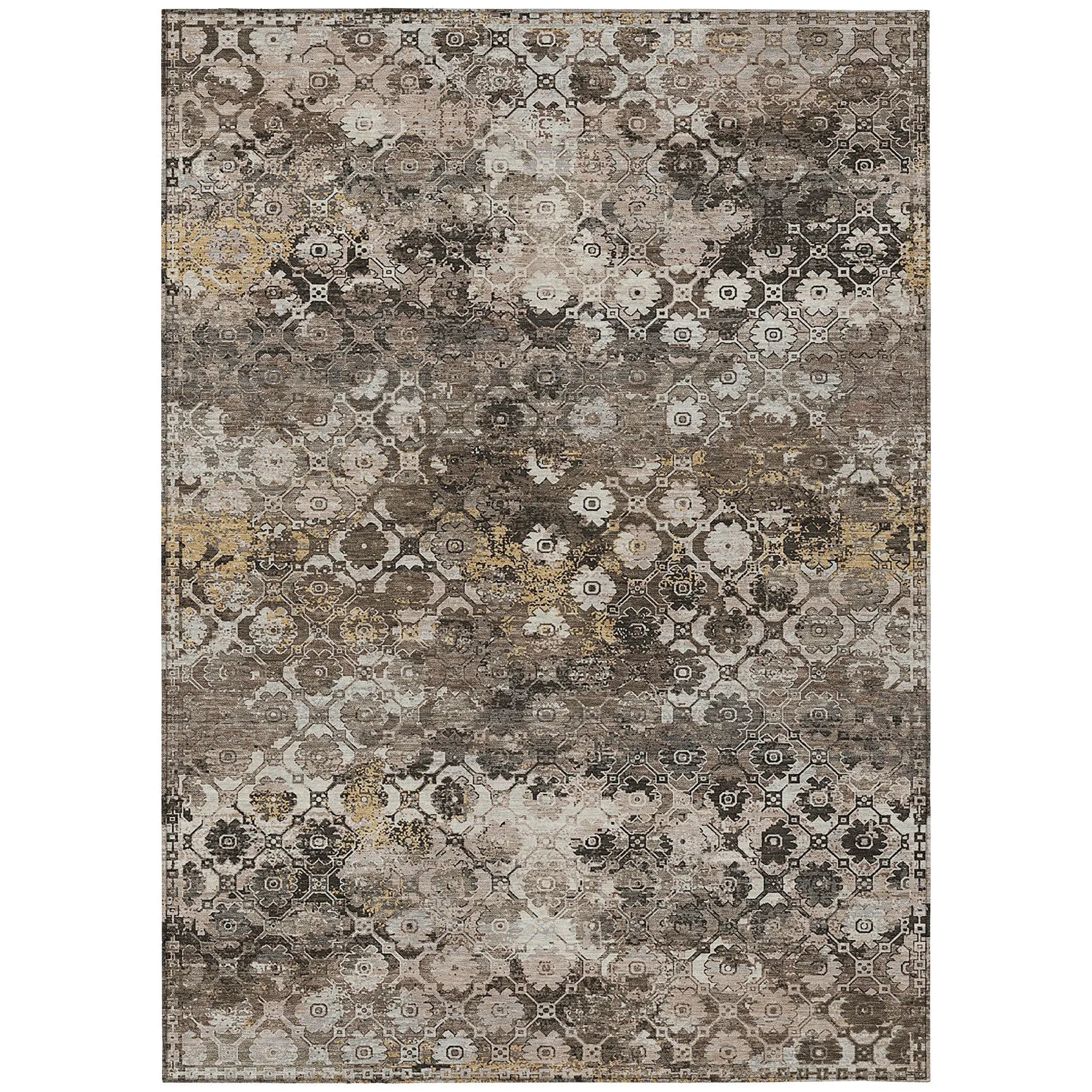 8' X 10' Brown And Beige Abstract Washable Indoor Outdoor Area Rug Homeroots Outdoor