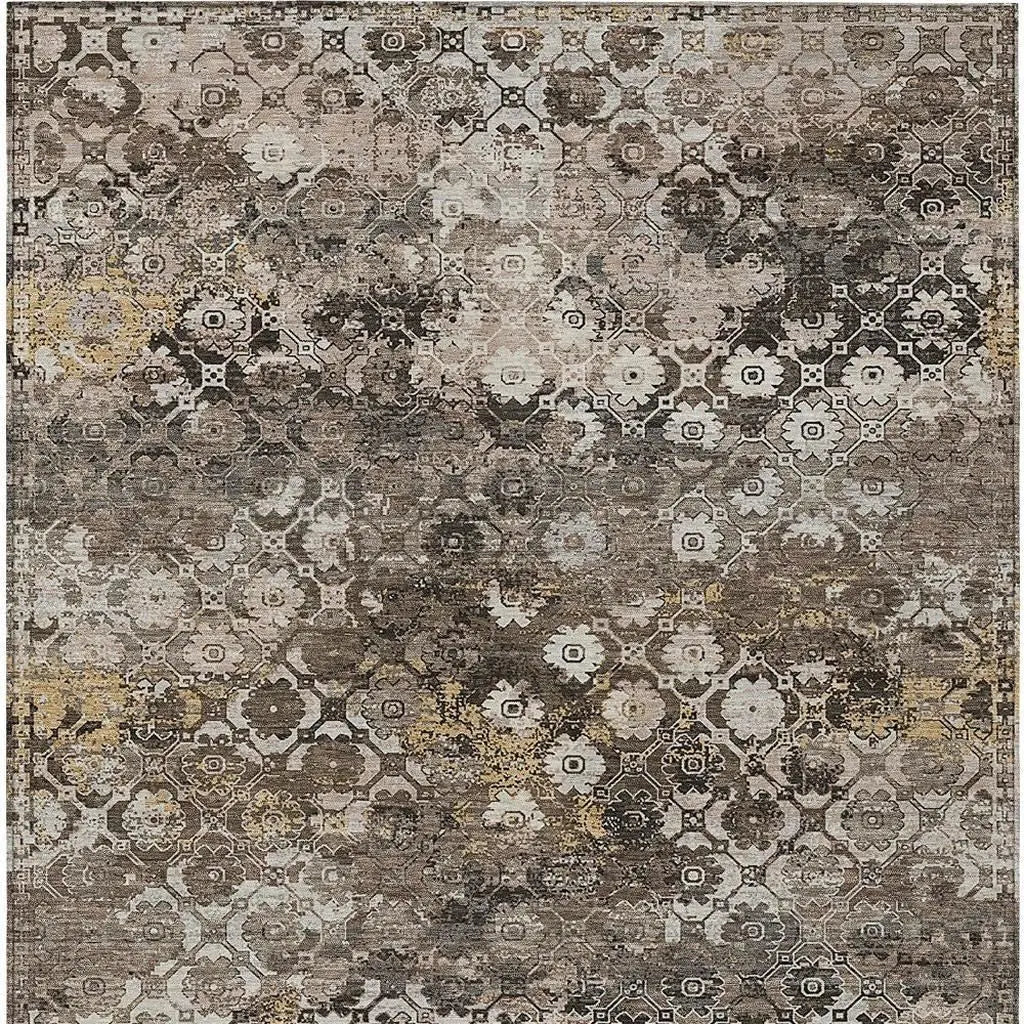 8' X 10' Brown And Beige Abstract Washable Indoor Outdoor Area Rug Homeroots Outdoor