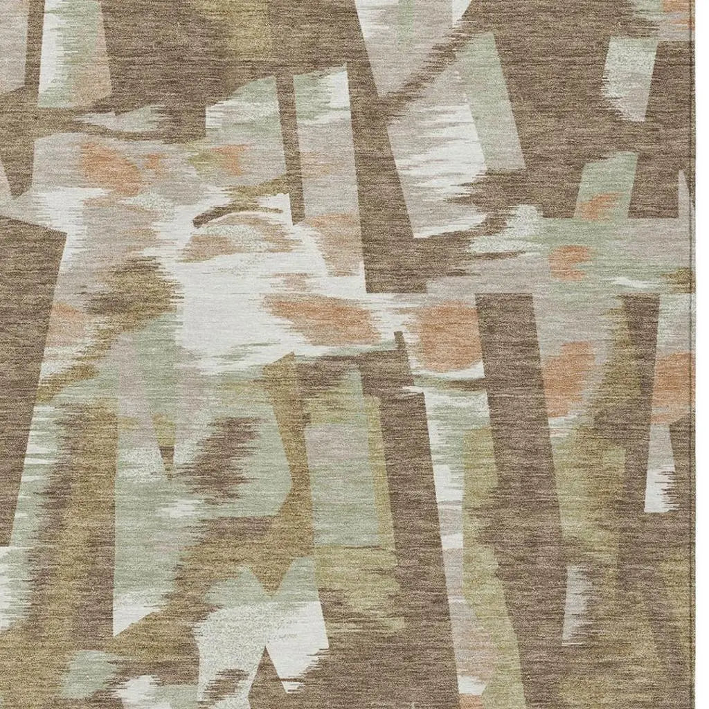 8' X 10' Brown And Beige Abstract Washable Indoor Outdoor Area Rug Homeroots Outdoor