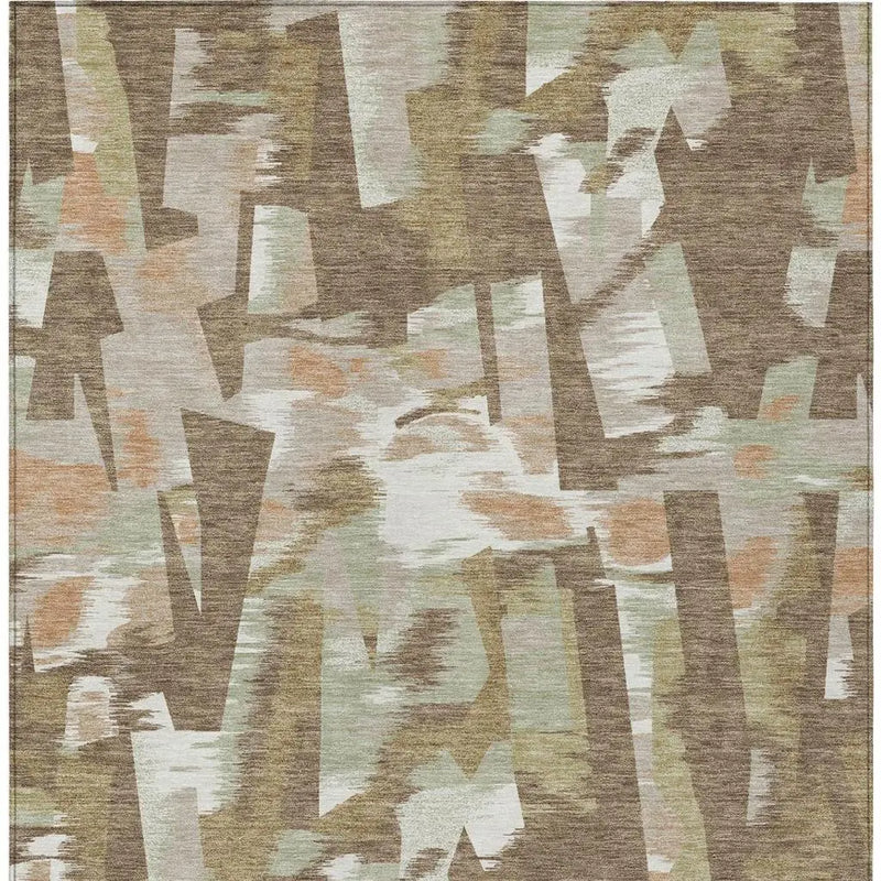 8' X 10' Brown And Beige Abstract Washable Indoor Outdoor Area Rug Homeroots Outdoor