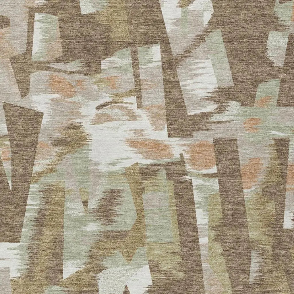 8' X 10' Brown And Beige Abstract Washable Indoor Outdoor Area Rug Homeroots Outdoor