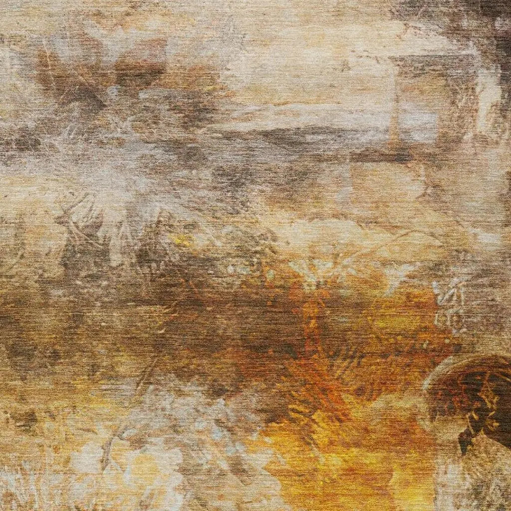 8' X 10' Brown And Beige Abstract Washable Indoor Outdoor Area Rug Homeroots Outdoor