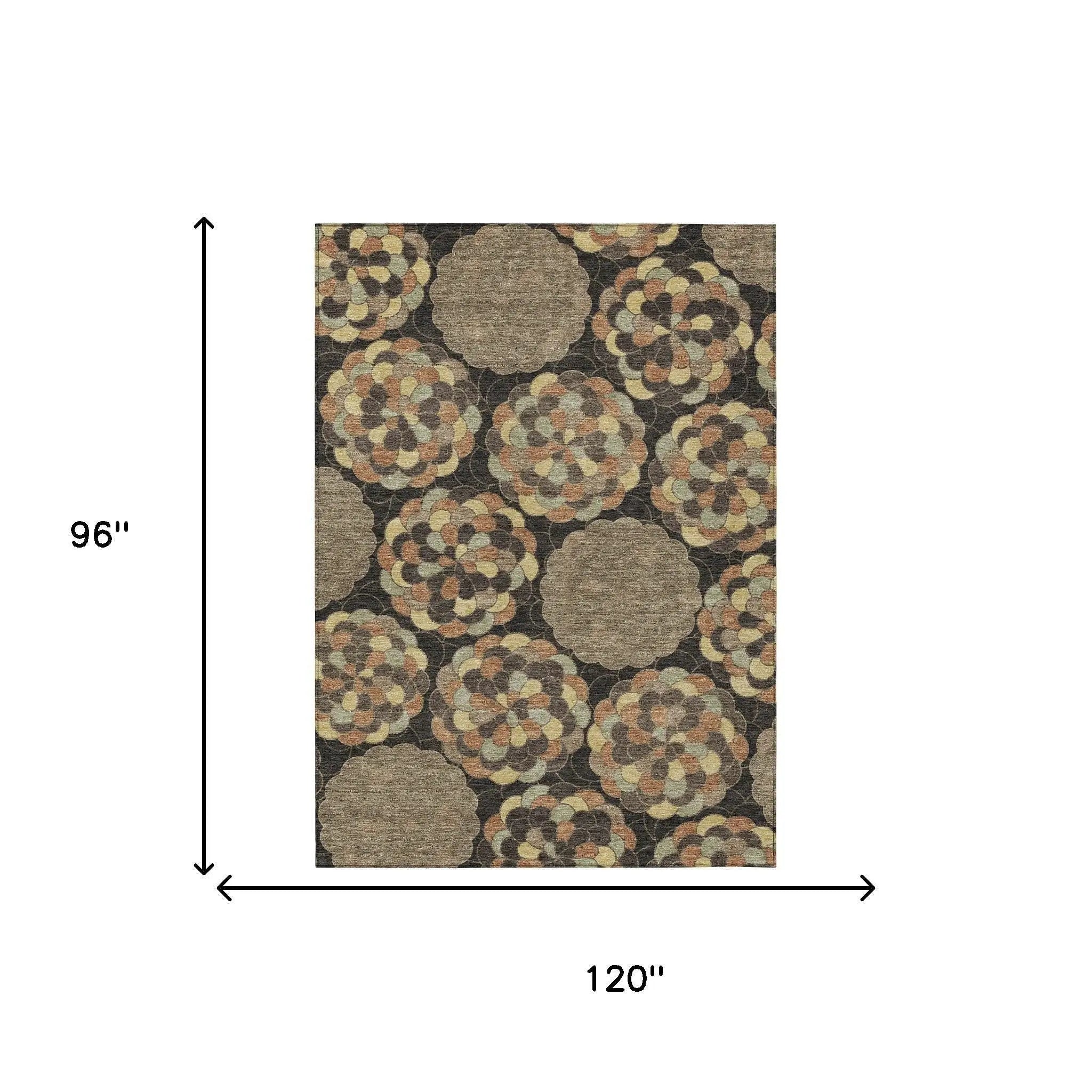 8' X 10' Brown And Beige Floral Washable Indoor Outdoor Area Rug Homeroots Outdoor