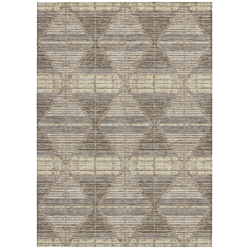 8' X 10' Brown And Beige Geometric Washable Indoor Outdoor Area Rug Homeroots Outdoor