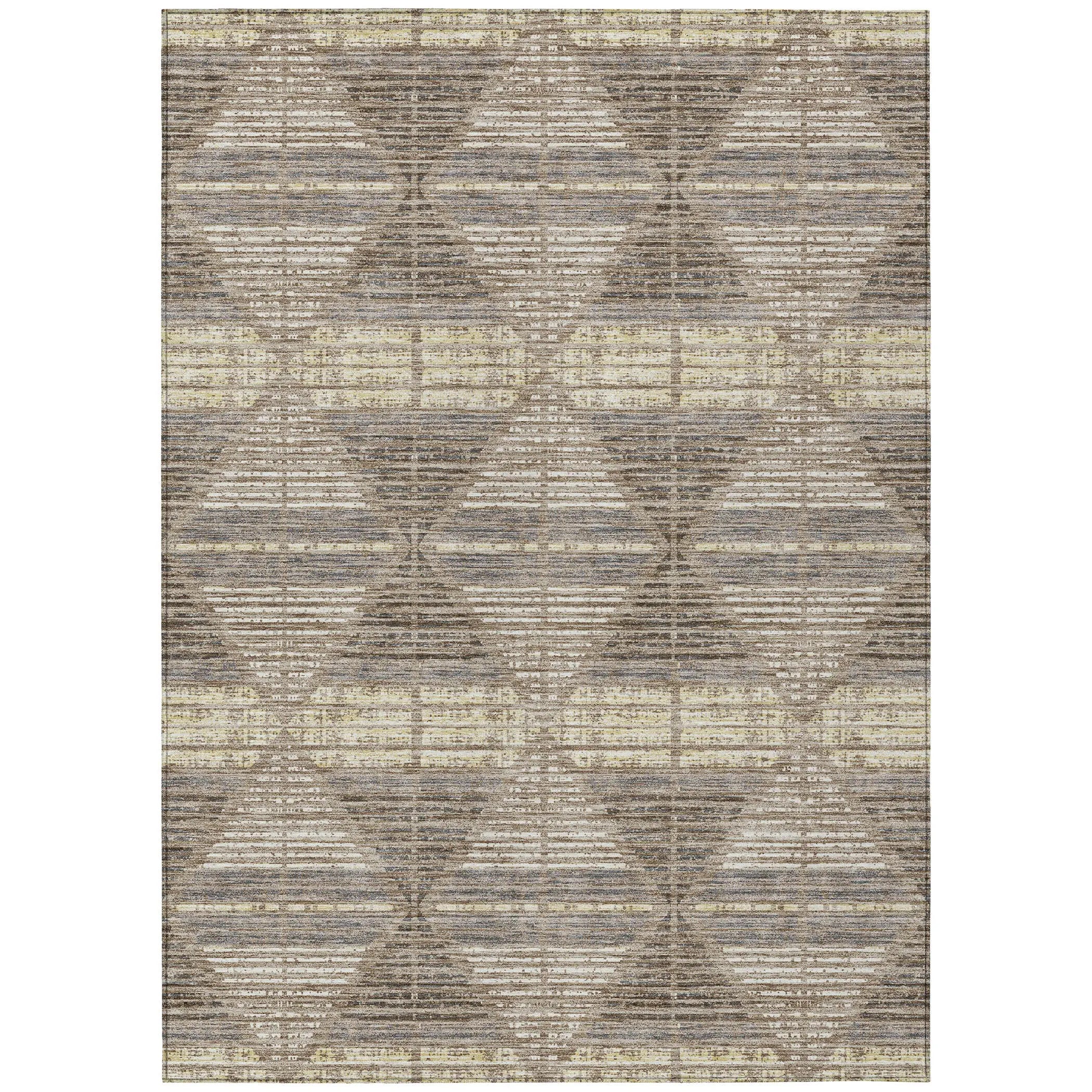 8' X 10' Brown And Beige Geometric Washable Indoor Outdoor Area Rug Homeroots Outdoor